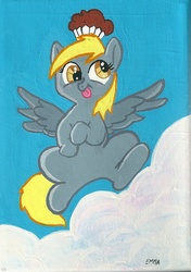 Size: 961x1364 | Tagged: safe, artist:bitter-knitter, derpy hooves, pegasus, pony, g4, female, mare, muffin, solo