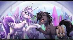 Size: 1024x559 | Tagged: safe, artist:inuhoshi-to-darkpen, king sombra, oc, crystal pony, pony, g4, armor, crystal guard, crystal guard armor, letterboxing, unshorn fetlocks