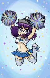 Size: 900x1400 | Tagged: safe, artist:livesmutanon, oc, oc only, human, /mlp/, /mlp/-tan, belly button, breasts, cheerleader, clothes, colored, midriff, skirt, underboob