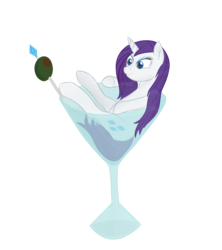 Size: 2400x2700 | Tagged: safe, artist:unicornsketch, rarity, pony, g4, cup, cup of pony, female, martini, micro, solo, wet, wet mane, wet mane rarity