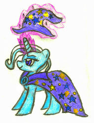 Size: 384x504 | Tagged: safe, artist:cherrycharmer, trixie, pony, unicorn, g4, female, magic, mare, solo, traditional art