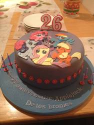 Size: 2448x3264 | Tagged: safe, applejack, fluttershy, pinkie pie, rainbow dash, rarity, twilight sparkle, g4, birthday, cake, french