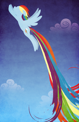 Size: 1650x2550 | Tagged: safe, artist:bigponymac, rainbow dash, pegasus, pony, g4, cloud, female, mare, sky, solo