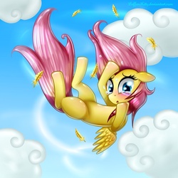 Size: 900x900 | Tagged: safe, artist:leffenkitty, fluttershy, g4, falling, female, filly, solo