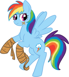 Size: 394x440 | Tagged: safe, artist:lulubell, rainbow dash, pegasus, pony, g4, female, injured, mare, simple background, solo, transparent background