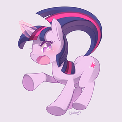 Size: 795x795 | Tagged: safe, artist:blueberry, twilight sparkle, pony, unicorn, g4, anime, female, looking at you, mare, open mouth, pixiv, solo, unicorn twilight