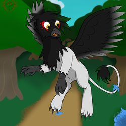 Size: 2000x2000 | Tagged: safe, artist:trancesequence, oc, oc only, oc:trance sequence, griffon, griffonized, poison joke, solo, species swap, transformation