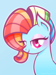 Size: 1280x1707 | Tagged: safe, artist:vivian reed, rainbow dash, pegasus, pony, g4, alternate hairstyle, bust, eyeshadow, female, heart eyes, makeup, mare, solo, tomboy taming, wingding eyes