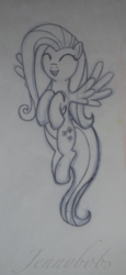 Size: 1978x4288 | Tagged: safe, artist:blindfaith-boo, fluttershy, g4, female, sketch, solo, traditional art