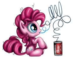 Size: 900x722 | Tagged: safe, artist:xioade, pinkie pie, earth pony, pony, g4, crazy straw, drink, female, filly, filly pinkie pie, silly straw, simple background, soda, solo, straw, white background, younger