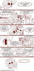 Size: 500x1028 | Tagged: safe, artist:うめぐる, gilda, pinkie pie, rainbow dash, earth pony, griffon, pegasus, pony, g4, griffon the brush off, comic, empty eyes, female, no catchlights, scene interpretation