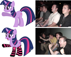 Size: 901x729 | Tagged: safe, twilight sparkle, g4, clothes, exploitable meme, meme, reaction guys, socks, striped socks