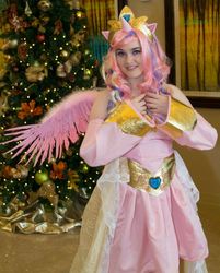 Size: 770x960 | Tagged: safe, artist:necroticsniper, princess cadance, human, g4, christmas, christmas tree, cosplay, holiday, irl, irl human, photo, solo, tree