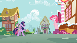 Size: 1280x715 | Tagged: safe, artist:capnpea, edit, edited screencap, screencap, pinkie pie, spike, twilight sparkle, dragon, earth pony, ghost, pony, unicorn, g4, 2spooky, eye contact, female, fimbriae, frown, gritted teeth, looking at each other, male, mare, nope.avi, open mouth, raised hoof, scared, unicorn twilight, wide eyes