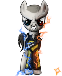 Size: 809x987 | Tagged: safe, artist:burnoid096, pony, cole macgrath, electricty, infamous, ponified, render, simple background, solo, transparent background, vector