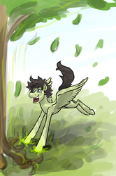 Size: 996x1499 | Tagged: safe, artist:kudalyn, oc, oc only, oc:greenthumbler, pony, ponified, solo, tree