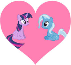 Size: 2000x1814 | Tagged: artist needed, safe, trixie, twilight sparkle, g4, female, heart, lesbian, ship:twixie, shipping, simple background, transparent background, vector