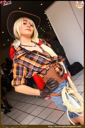 Size: 1366x2048 | Tagged: safe, artist:concessit, applejack, human, g4, clothes, cosplay, gloves, irl, irl human, photo, solo