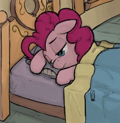 Size: 1754x1800 | Tagged: safe, artist:inkwel-mlp, pinkie pie, earth pony, pony, g4, bed, female, insomnia, solo