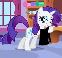 Size: 570x540 | Tagged: safe, screencap, rarity, pony, g4, green isn't your color, season 1, animated, cloak, clothes, female, solo