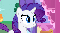 Size: 960x540 | Tagged: safe, screencap, rarity, pony, unicorn, g4, green isn't your color, season 1, animated, blushing, cute, excited, eyes closed, female, gif, grin, happy, laughing, lip bite, mare, open mouth, pronking, raribetes, smiling, solo, wahaha, weapons-grade cute