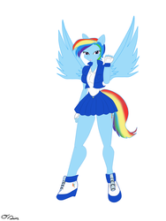 Size: 2448x3264 | Tagged: safe, rainbow dash, anthro, g4, clothes, female, raiya mikazuchi, schoolgirl, solo, tecmo, toukidenshou angel eyes, wip