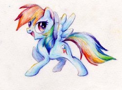 Size: 700x515 | Tagged: safe, artist:luce, rainbow dash, g4, female, pixiv, solo, traditional art