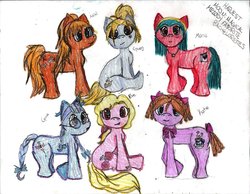 Size: 900x697 | Tagged: safe, artist:midmorningstar, ann (harvest moon), eve (harvest moon), gina (harvest moon), gwen (harvest moon), harvest moon, katie (harvest moon), maria (harvest moon), ponified