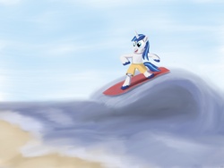 Size: 2048x1536 | Tagged: safe, artist:werdkcub, shining armor, g4, clothes, male, solo, surfing, swimsuit, topless