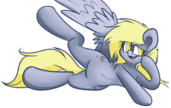 Size: 1280x807 | Tagged: safe, artist:extradan, derpy hooves, oc, oc:jerky hooves, pegasus, pony, g4, featureless crotch, female, mare, solo