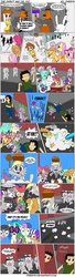 Size: 1015x3710 | Tagged: safe, artist:pheeph, apple bloom, applejack, bon bon, carrot top, derpy hooves, dj pon-3, fluttershy, golden harvest, lyra heartstrings, octavia melody, pinkie pie, scootaloo, spike, sweetie belle, sweetie drops, vinyl scratch, earth pony, human, pegasus, pony, unicorn, g4, comic, hammer, max (sam and max), police, princess daisy, sam (sam and max), sam and max, super mario bros., super mario land, the direct way