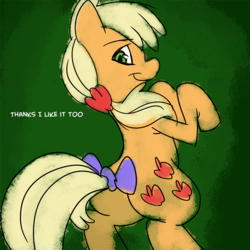 Size: 700x700 | Tagged: safe, artist:fauxsquared, applejack, trixie is magic, g4, bow, female, rearing, solo, tail bow