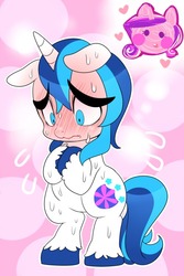 Size: 500x750 | Tagged: safe, artist:naoki, princess cadance, shining armor, g4, blushing, blushing profusely, fear, female, love, male, plewds, red face, ship:shiningcadance, shipping, shy, straight, sweat, thick eyebrows