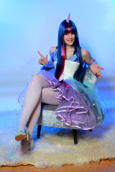 Size: 800x1200 | Tagged: safe, artist:santichan, twilight sparkle, human, g4, clothes, cosplay, irl, irl human, pantyhose, photo, solo