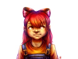 Size: 1600x1200 | Tagged: safe, artist:voyager, apple bloom, human, g4, female, humanized, overalls, solo