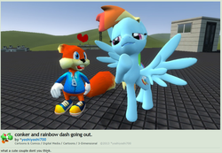 Size: 923x638 | Tagged: safe, artist:yoshiyoshi700, rainbow dash, g4, 3d, conkerdash, crack shipping, deviantart, gm construct, gmod