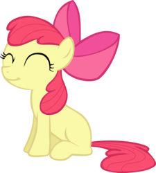 Size: 5903x6554 | Tagged: safe, artist:pangbot, apple bloom, earth pony, pony, g4, hearts and hooves day (episode), absurd resolution, apple bloom's bow, bow, cute, female, filly, foal, hair bow, happy, simple background, sitting, solo, transparent background, vector
