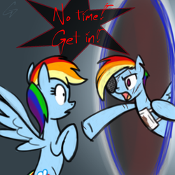 Size: 800x800 | Tagged: safe, artist:cosmicwaltz, rainbow dash, g4, portal