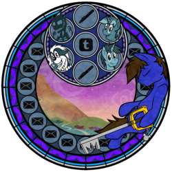 Size: 1600x1600 | Tagged: safe, artist:jerrid120, oc, oc only, disney, dive to the heart, keyblade, kingdom hearts, parody, stained glass