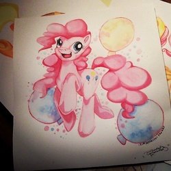 Size: 690x690 | Tagged: safe, artist:breakingreflections, pinkie pie, g4, traditional art, watercolor painting