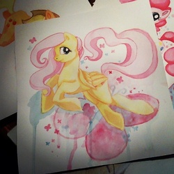 Size: 690x690 | Tagged: safe, artist:breakingreflections, fluttershy, g4, traditional art, watercolor painting