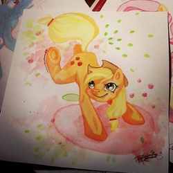 Size: 690x690 | Tagged: safe, artist:breakingreflections, applejack, g4, traditional art, watercolor painting
