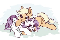 Size: 968x646 | Tagged: safe, artist:breakingreflections, applejack, rarity, g4, female, lesbian, ship:rarijack, shipping