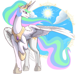 Size: 800x800 | Tagged: safe, artist:idrawweeklypony, princess celestia, alicorn, pony, g4, female, mare, simple background, solo, spread wings, transparent background, wings