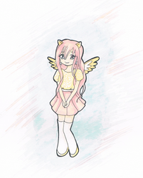 Size: 722x900 | Tagged: safe, artist:baka-lisy, fluttershy, human, g4, female, humanized, solo, winged humanization