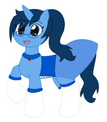 Size: 736x835 | Tagged: safe, artist:voltrathelively, oc, oc only, pony, unicorn, clothes, collar, corset, dress, glasses, non-mlp oc, ponified, solo, stockings