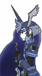 Size: 480x853 | Tagged: safe, artist:hello, princess luna, human, g4, armor, female, humanized, simple background, solo, sword, weapon