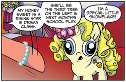 Size: 682x443 | Tagged: safe, idw, official comic, honey sweet, g4, spoiler:comic, comic, derp, honey boo boo, take that