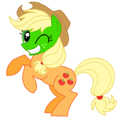 Size: 486x504 | Tagged: safe, artist:death-driver-5000, applejack, g4, female, rearing, simple background, solo, the mask, wink