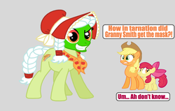 Size: 792x504 | Tagged: safe, artist:death-driver-5000, apple bloom, applejack, granny smith, g4, the mask, young granny smith